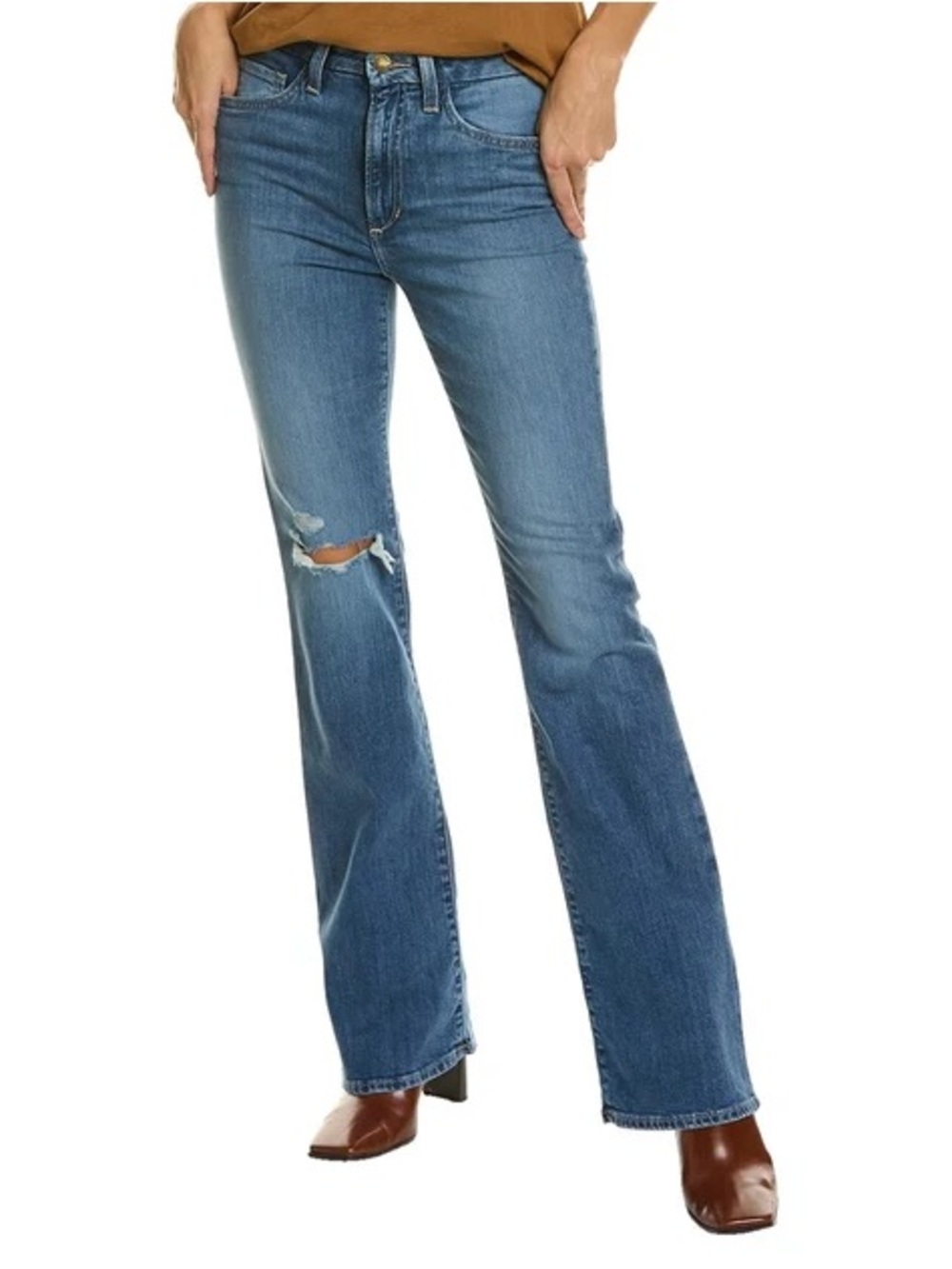 Joe's Jeans Distressed Flare Jeans in Medium Blue